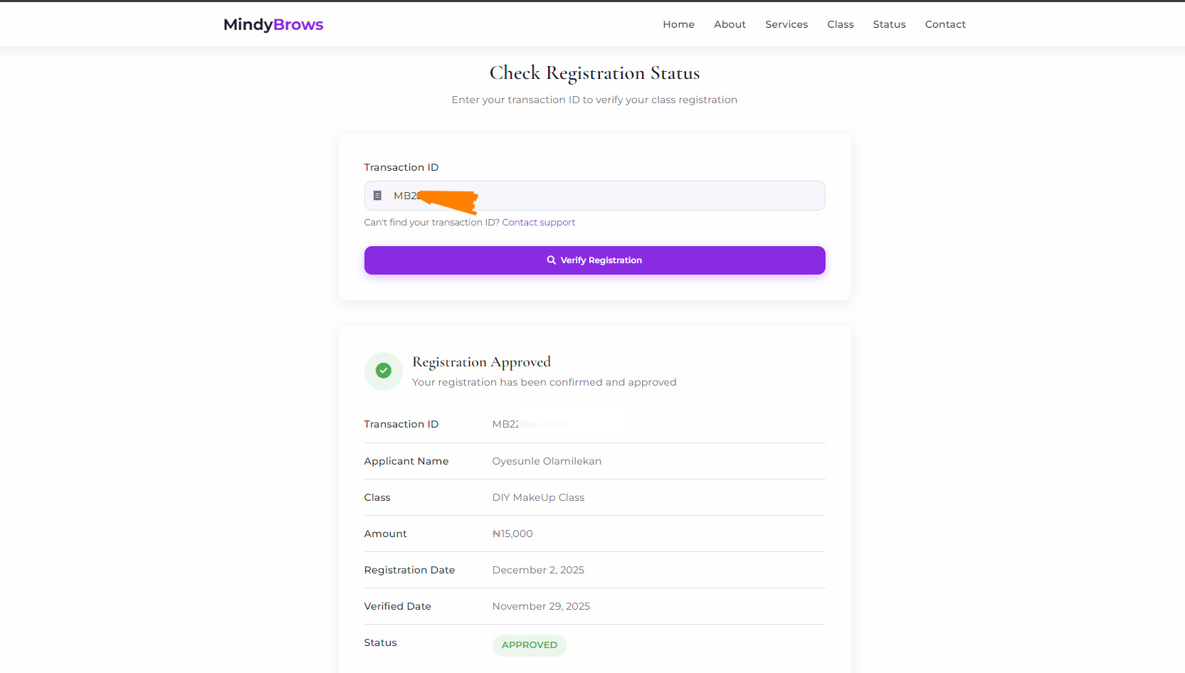 Class Registration Status