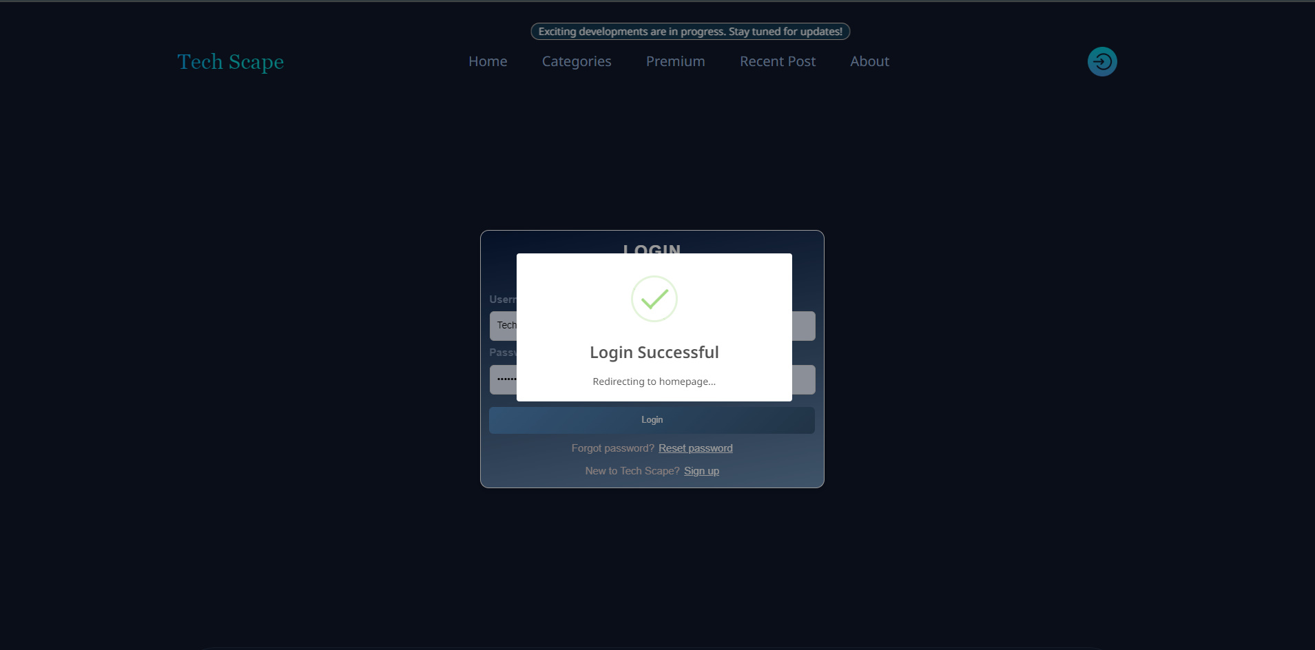 Login success