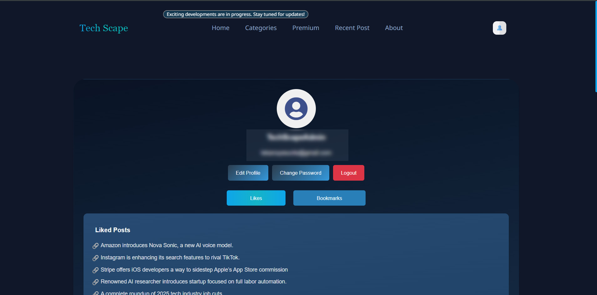 Profile page